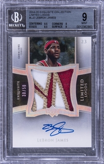 2004-05 UD "Exquisite Collection" Limited Logos #LJ2 LeBron James Signed Patch Card (#30/50) – BGS MINT 9/BGS 10